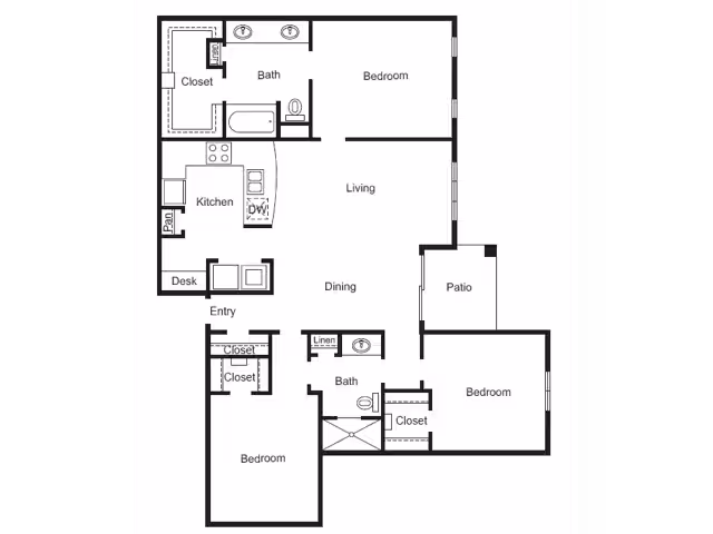 3 Bed, 2 Bath with Garage 9-0928 floor plan